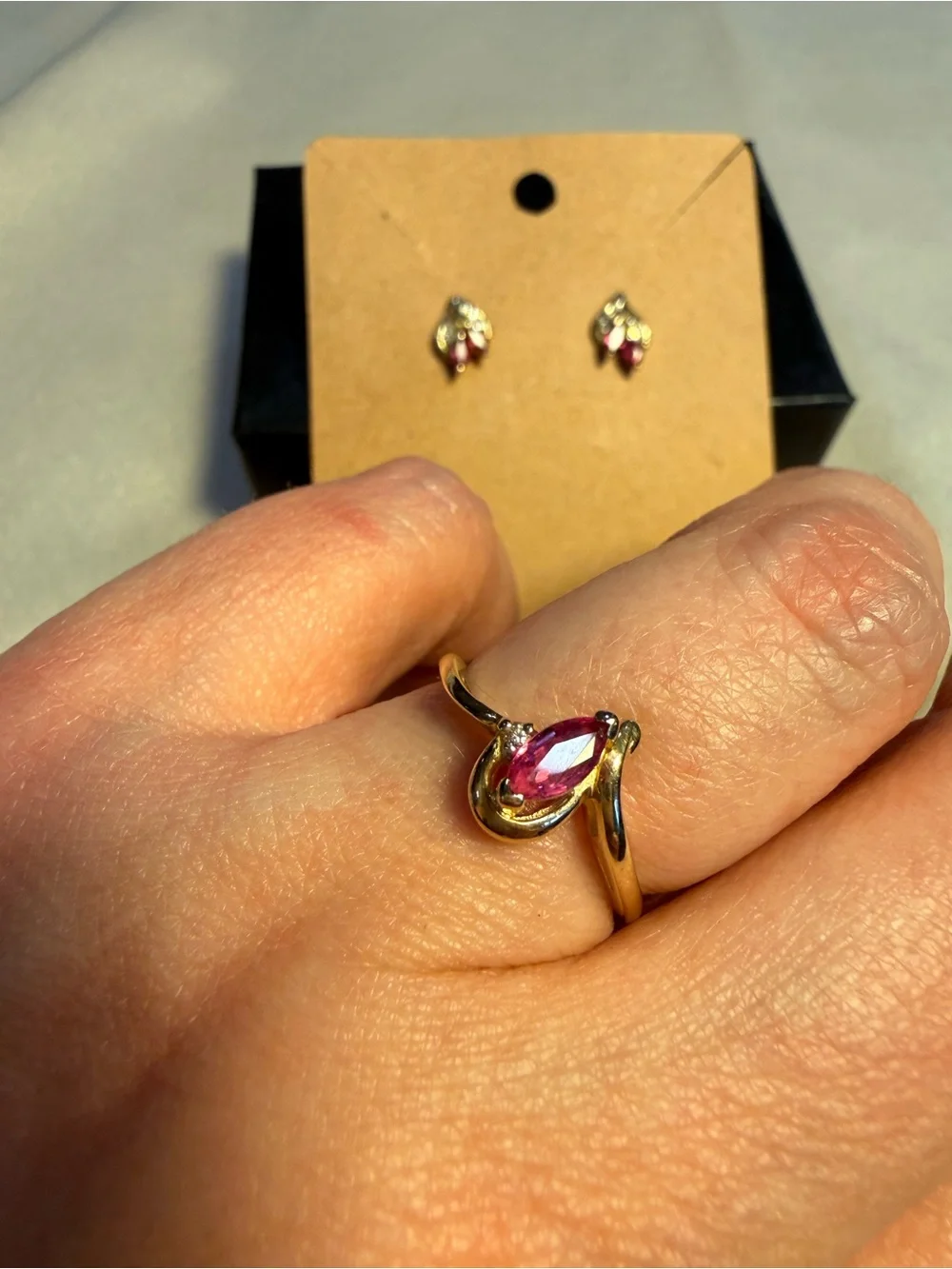 14K Pink Sapphire & Diamond Jewelry Set